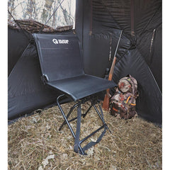 Guide Gear Big Boy hunting blind chair swivels 360° for versatile field access.