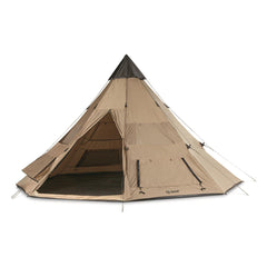 Guide Gear camping teepee tent with center pole setup for quick shelter assembly.