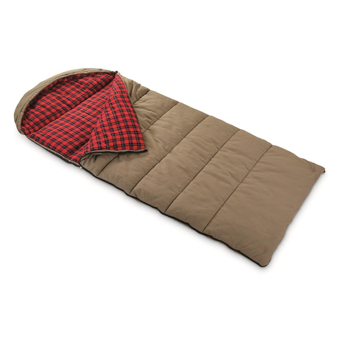 Guide Gear Canvas Hunter sleeping bag hooded side view for warmth