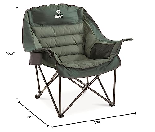 Guide Gear chair with cup holder highlights convenient hydration within reach during camping trips.