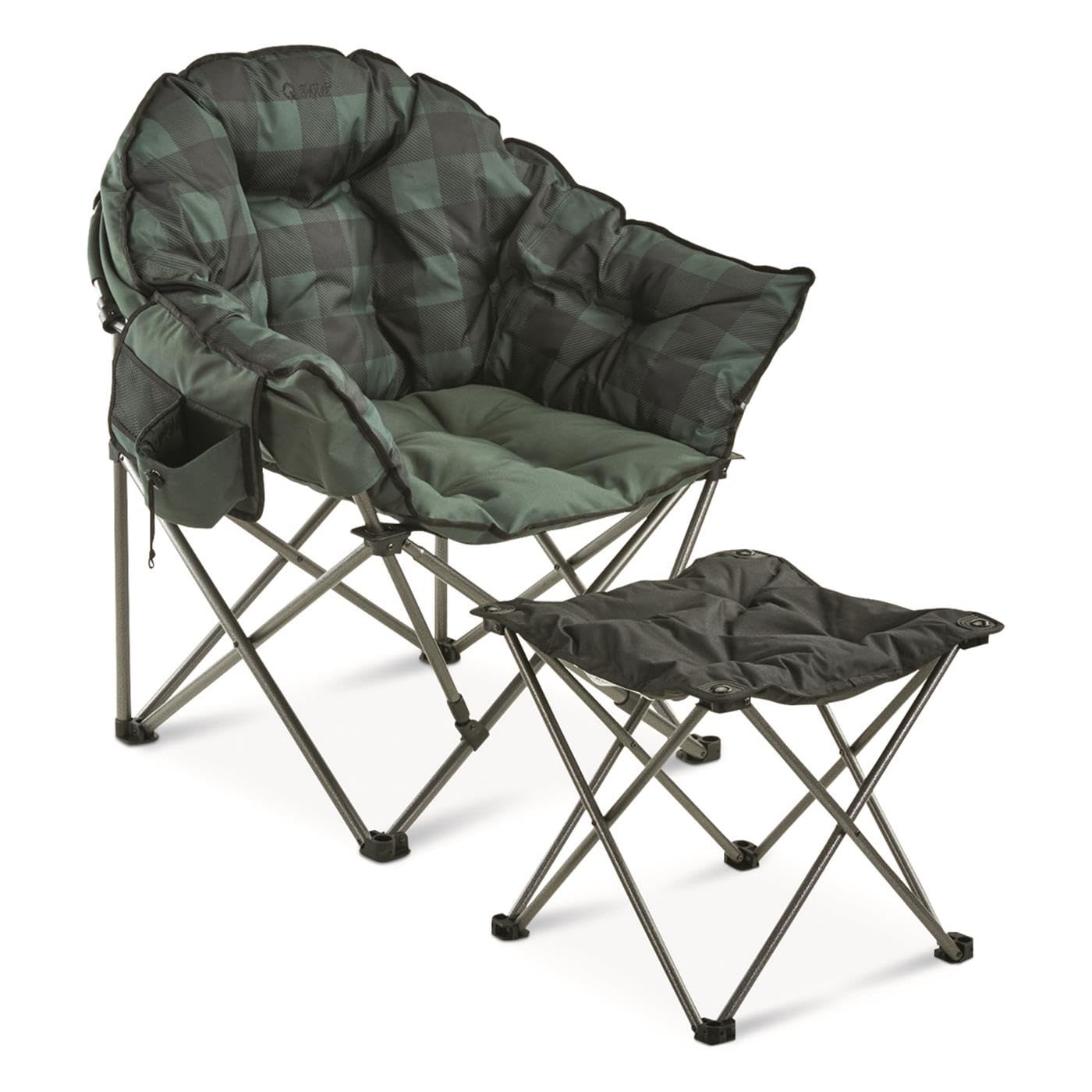 Guide Gear Club Camping Chair folded for easy transport with storage bag.