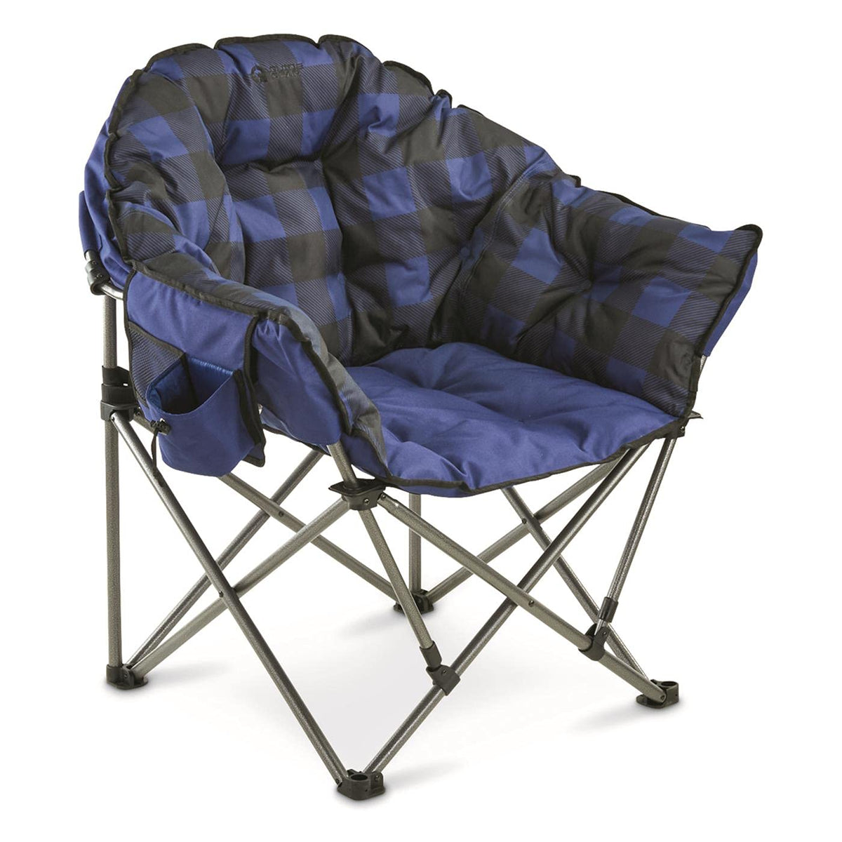 Guide Gear Club camping chair with oversized padded seat for campfire comfort.