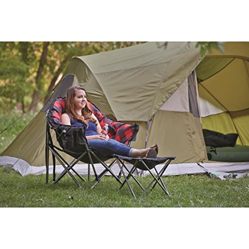 Guide Gear Club camping chair red plaid setup in backyard.