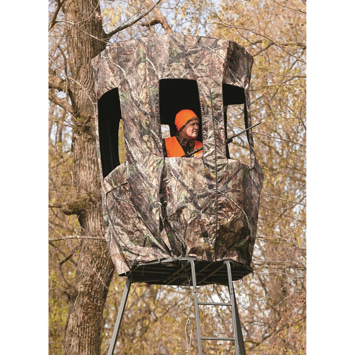 Guide Gear deer hunting stand enclosure featuring a large 21x25 inch door for easy access
