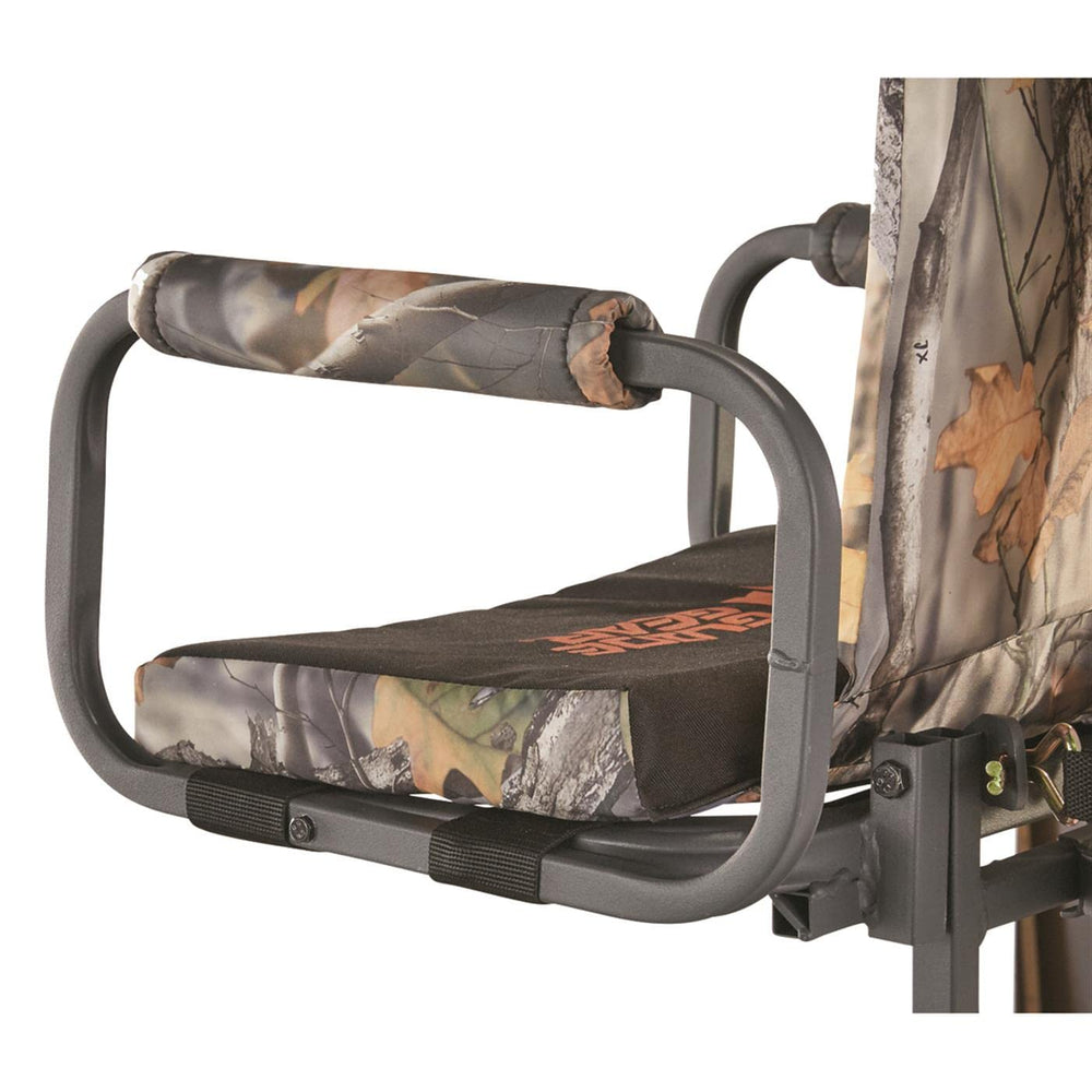 Guide Gear Deluxe Hang-On tree stand steel frame for rugged durability in the field.