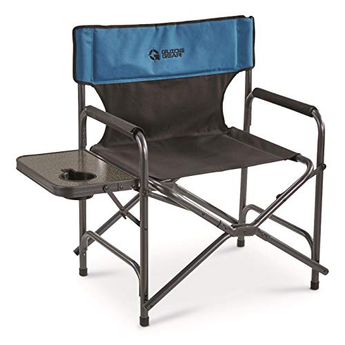 Guide Gear Director's Camp Chair in blue and black shows oversized comfort for camping and tailgating.