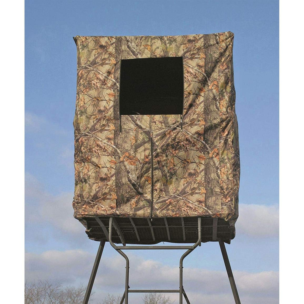 Guide Gear deer blind with camo shell and concealment in woodland setting.