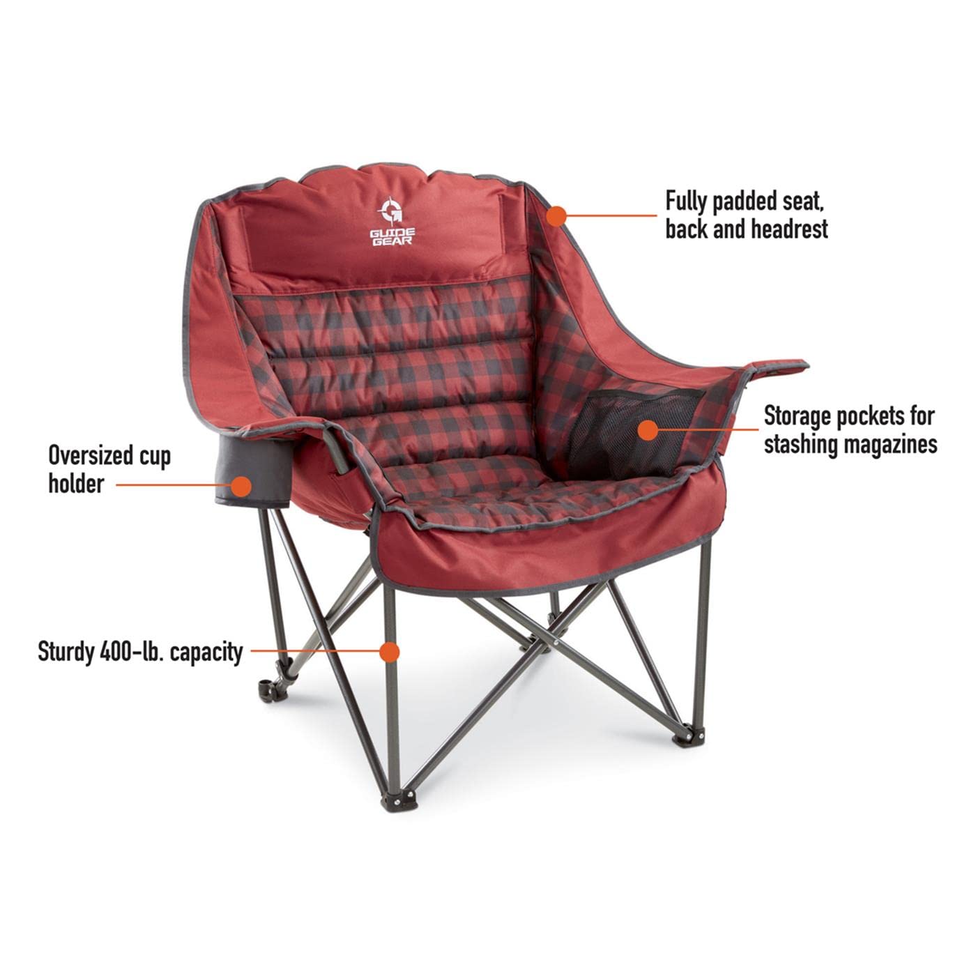 Guide Gear extra large seat padding invites relaxed lounging after long hikes.