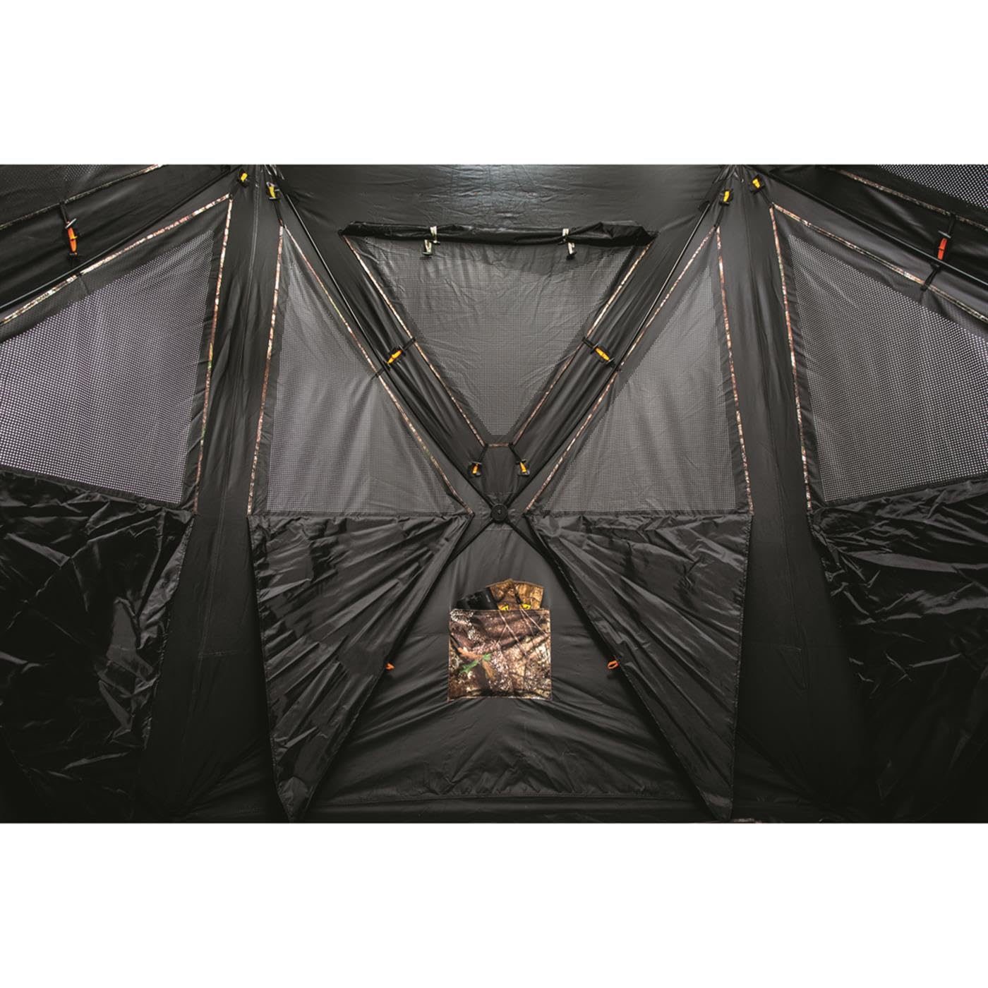 Guide Gear Flare XL perforated one-way fabric with internal blackout curtains.
