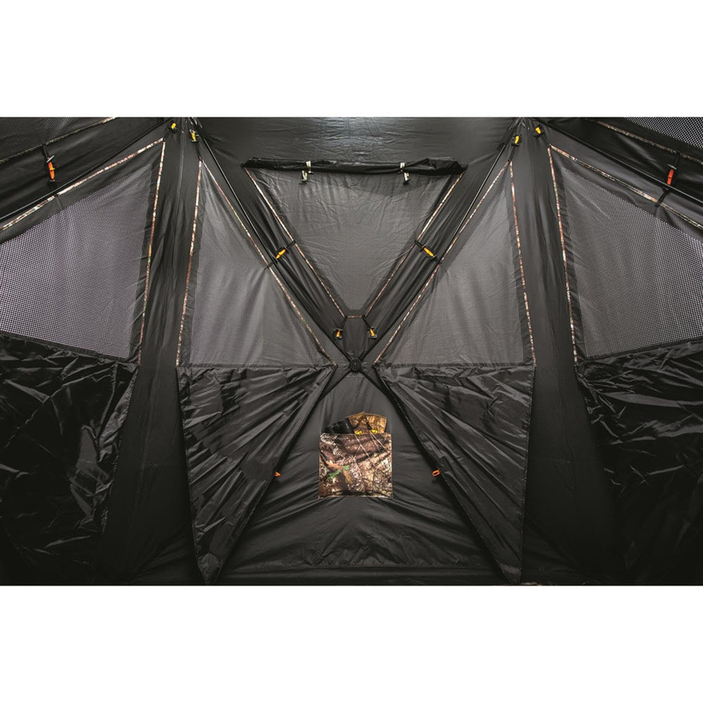 Guide Gear Flare XL perforated one-way fabric with internal blackout curtains.