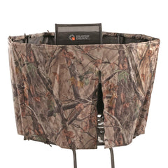 Guide Gear Half Blind Enclosure mounted on a 20ft tripod, enhancing concealment and setup ease.