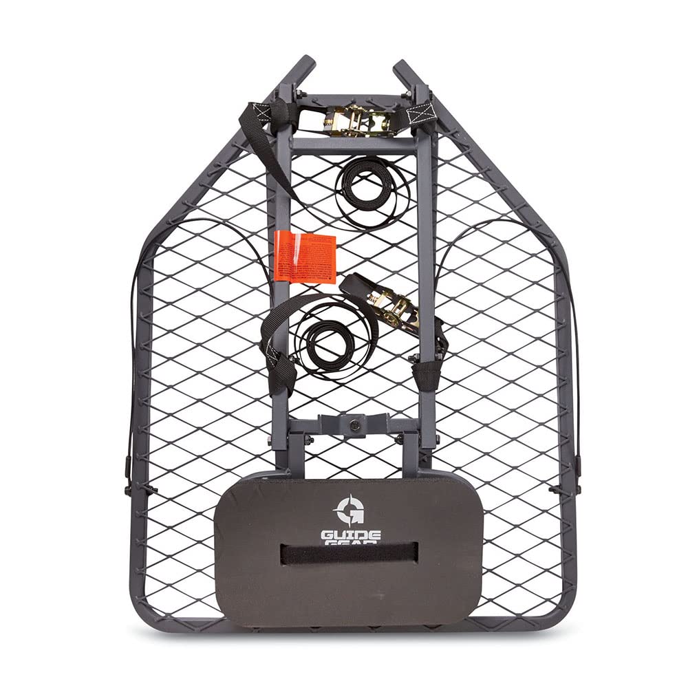 Guide Gear Hang-On Tree Stand in woods showing practical hunting setup.