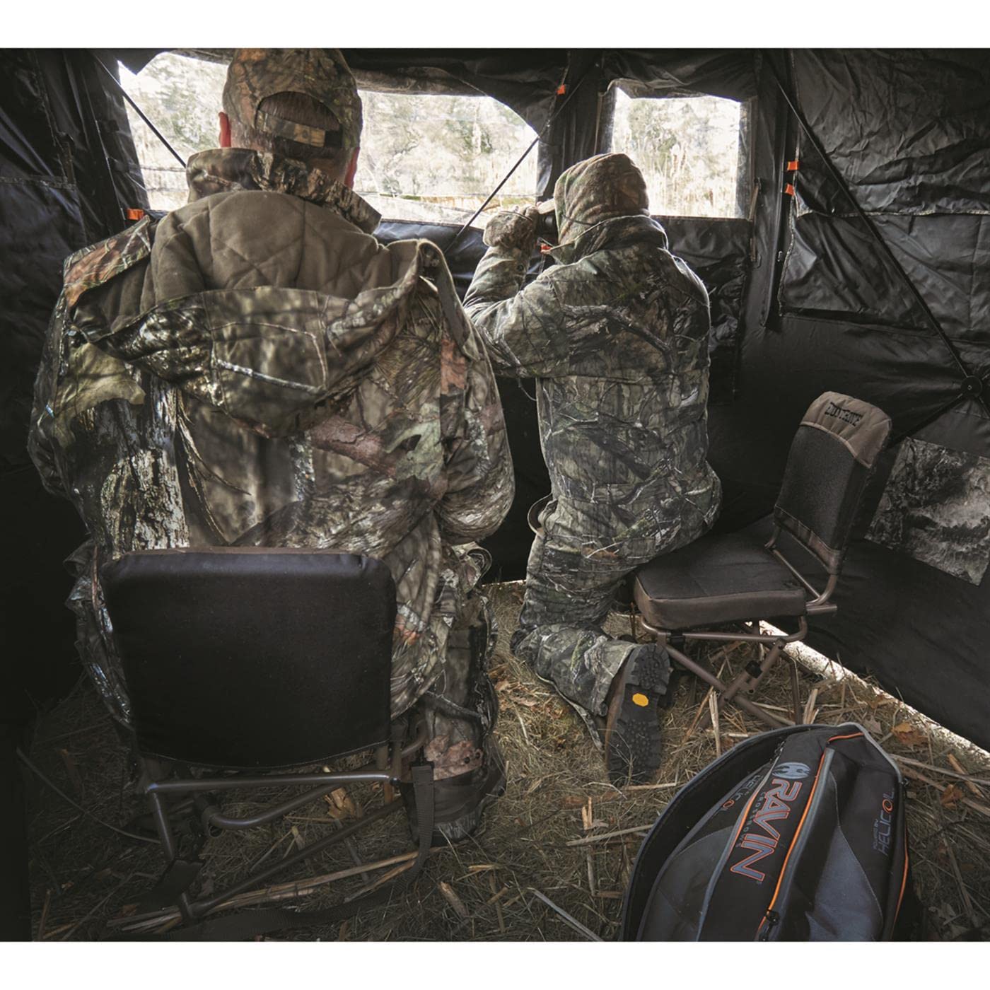 Lightweight Huntrite chair supports up to 300 lbs in field use.
