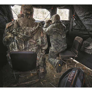 Lightweight Huntrite chair supports up to 300 lbs in field use.