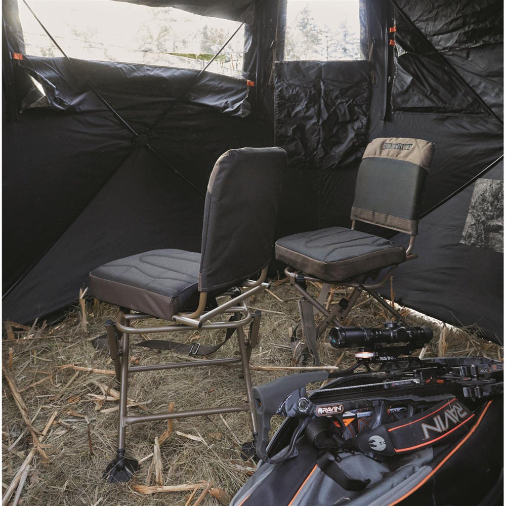 Shoulder strap on Huntrite chair enables quick transport.