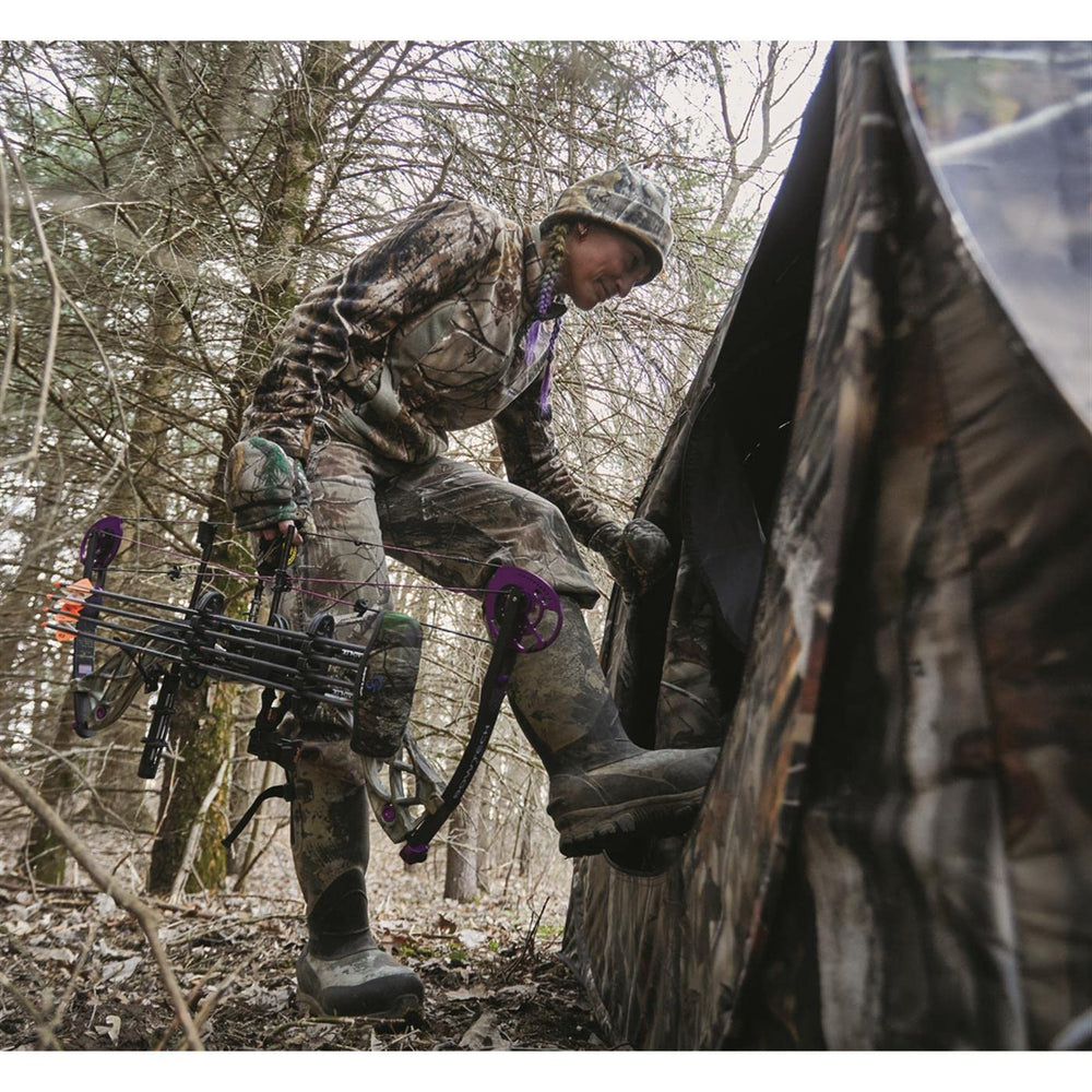 Guide Gear HuntRite Deluxe 60x60x66 center height indicates roomy 1-2 person use.