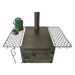 Guide Gear stove racks hinge to create space for pots and tools.
