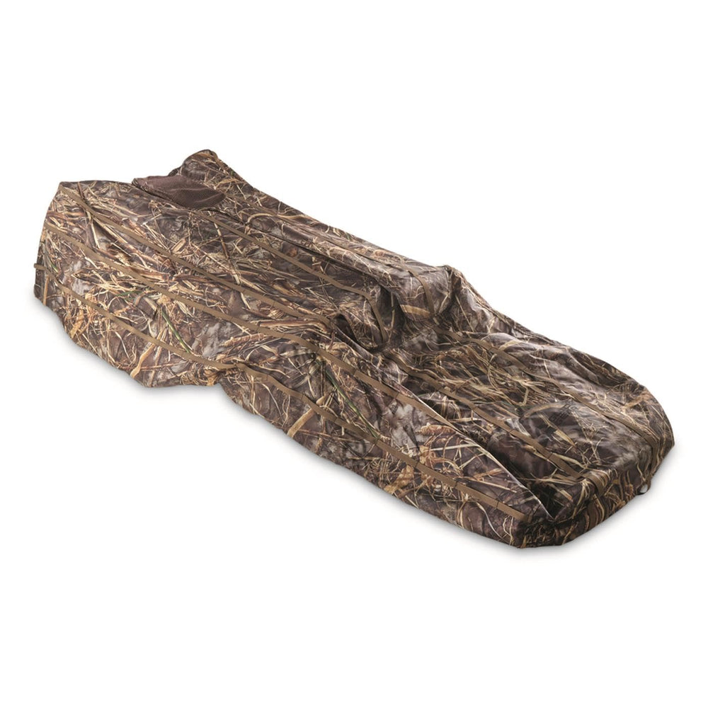 Guide Gear Layout Ground Blind with camo close up for stealthy duck hunting