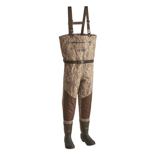 Guide Gear men’s camo chest waders front view highlighting field-ready warmth