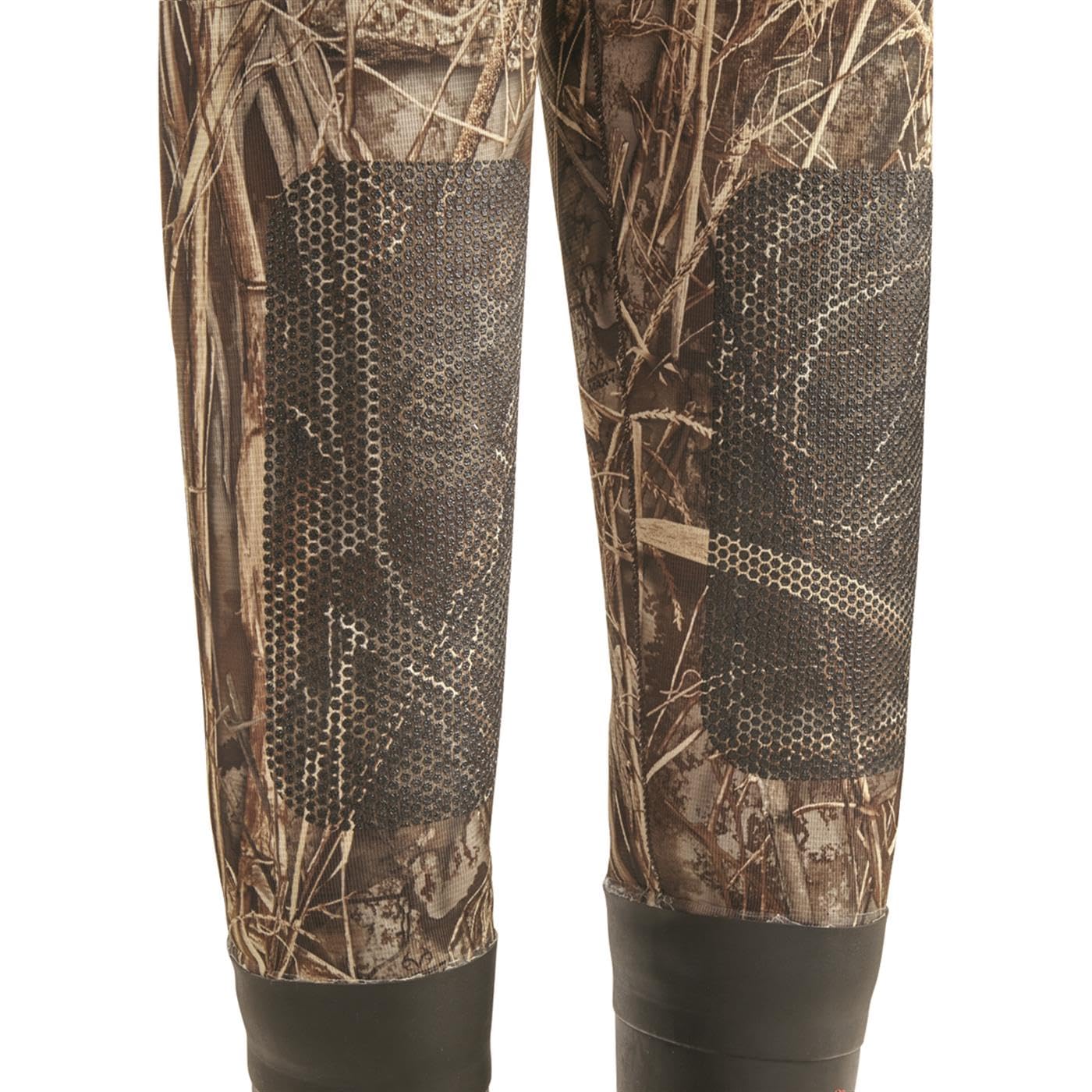 Guide Gear men's hunting chest waders abrasion-resistant knees protect against brush.