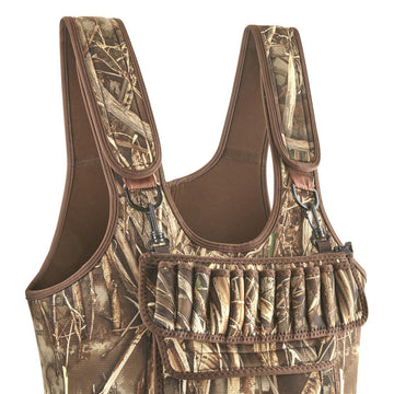 Neoprene chest waders with abrasion coating for durable, season-long use