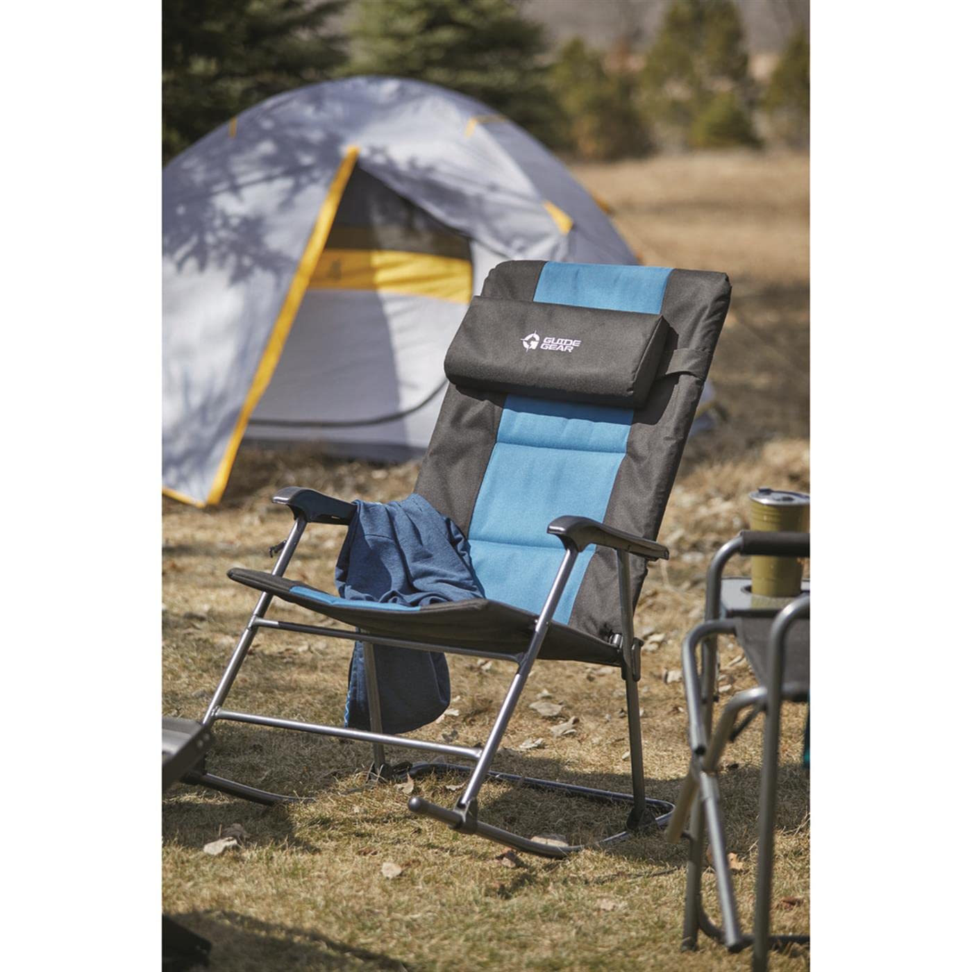 Guide Gear oversized rocking chair side view showcases roomy comfort for outdoors.