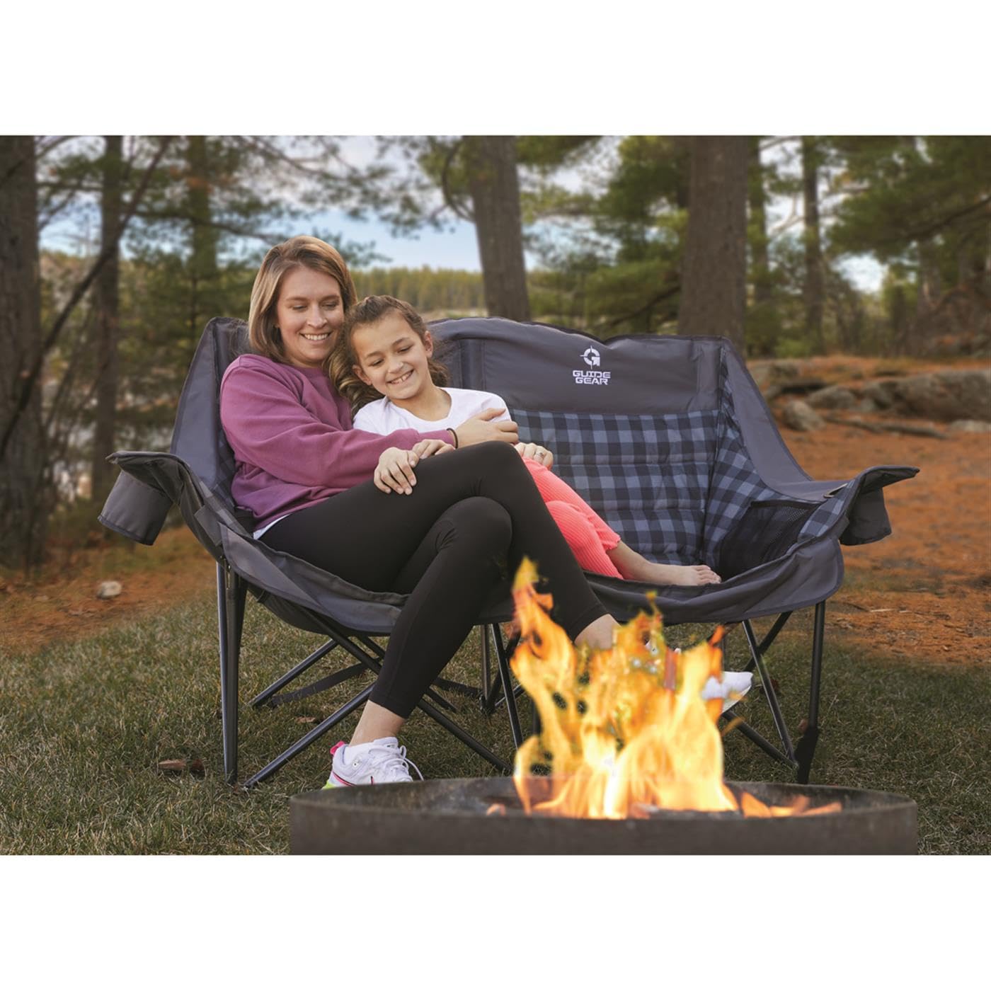 Guide Gear Oversized XL Camping Sofa set up with plush padding for lounging.