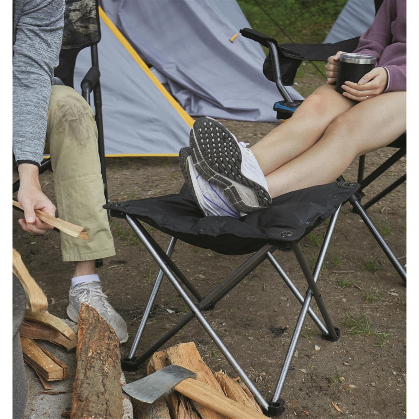 Guide Gear portable foot rest shown with compact carry strap for travel.