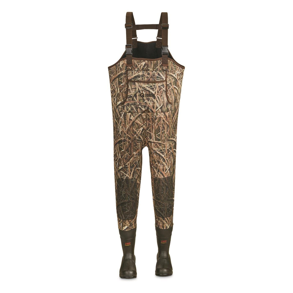 Guide Gear insulated chest waders side view with adjustable straps for secure fit