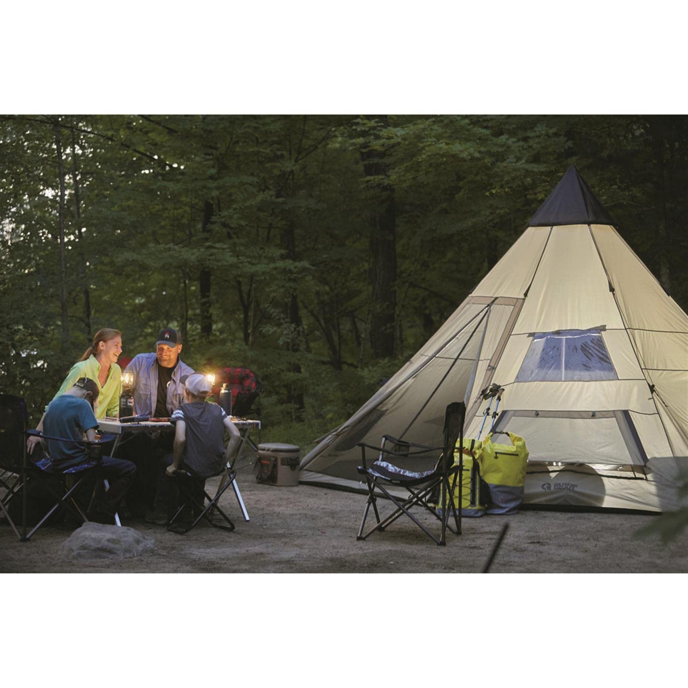Guide Gear teepee tent with extra-wide doors for easy gear loading.