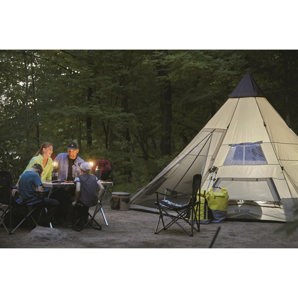 Guide Gear teepee tent with extra-wide doors for easy gear loading.