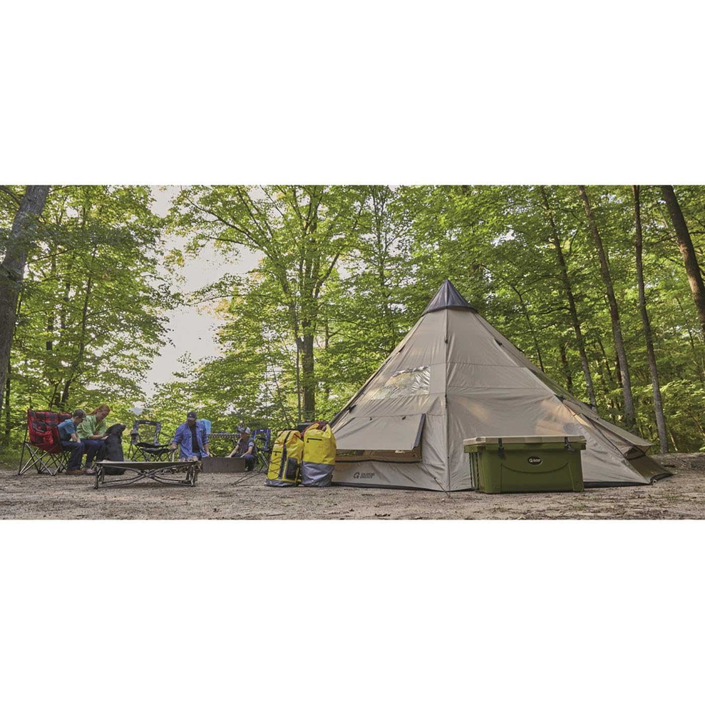 Guide Gear teepee tent sewn-in floor for durable camp protection.