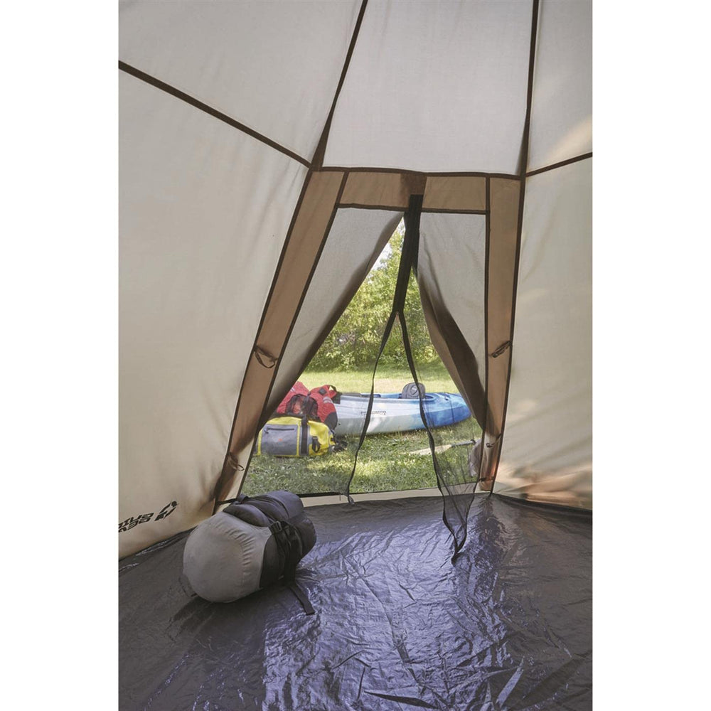 Guide Gear teepee tent weighs 13-07 lbs for portability.