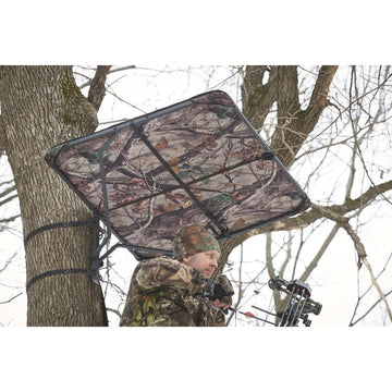 Guide Gear Tree Stand Umbrella camouflage design blends with surroundings for stealth hunting.