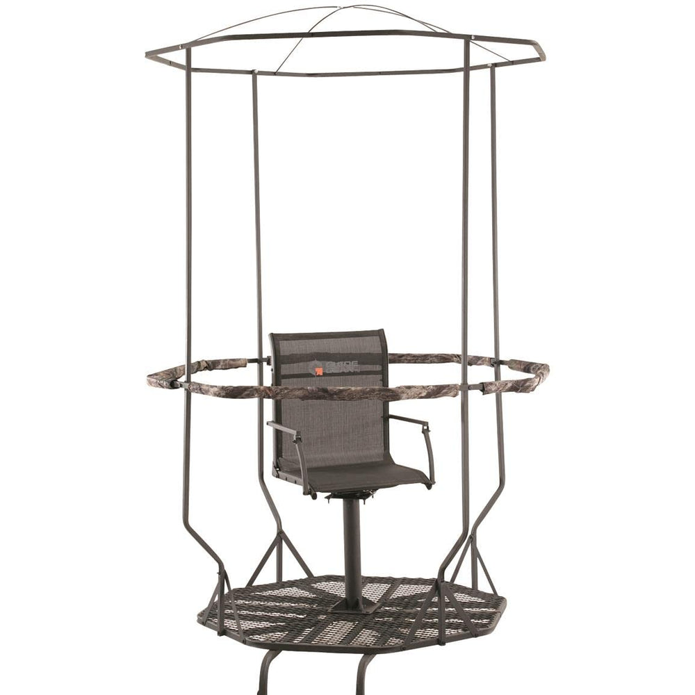 Guide Gear tripod hunting stand cover in camo shielding against rain and wind