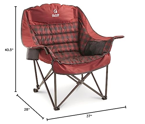 Guide Gear XL camping chair backrest supports relaxed lounging by the camp.