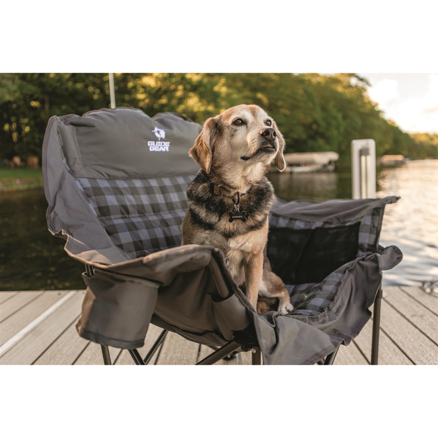 Guide Gear XL camping chair folded in carry bag with backpack straps for easy transport