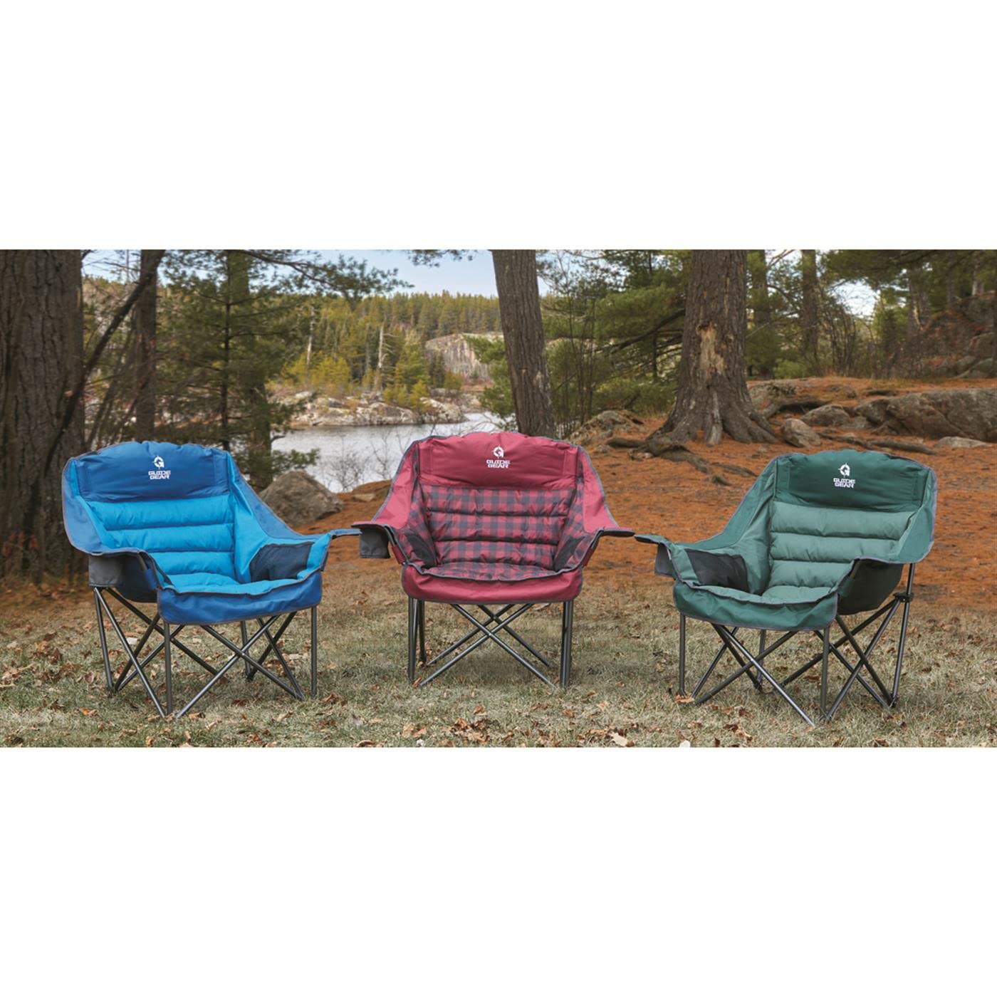 Guide Gear XL chair padding on seat for plush camping comfort.