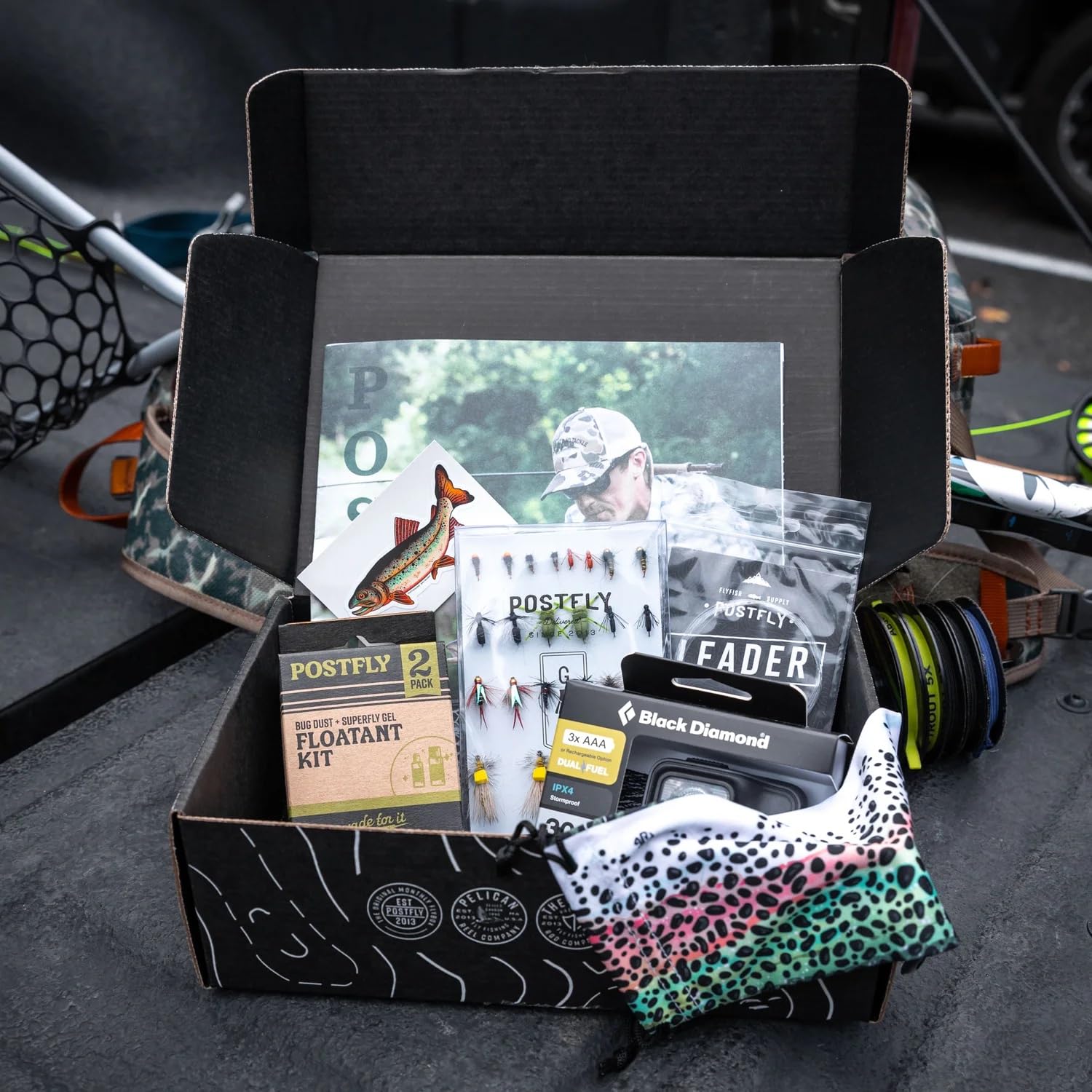 Gift-ready angler gift box for trout fishing
