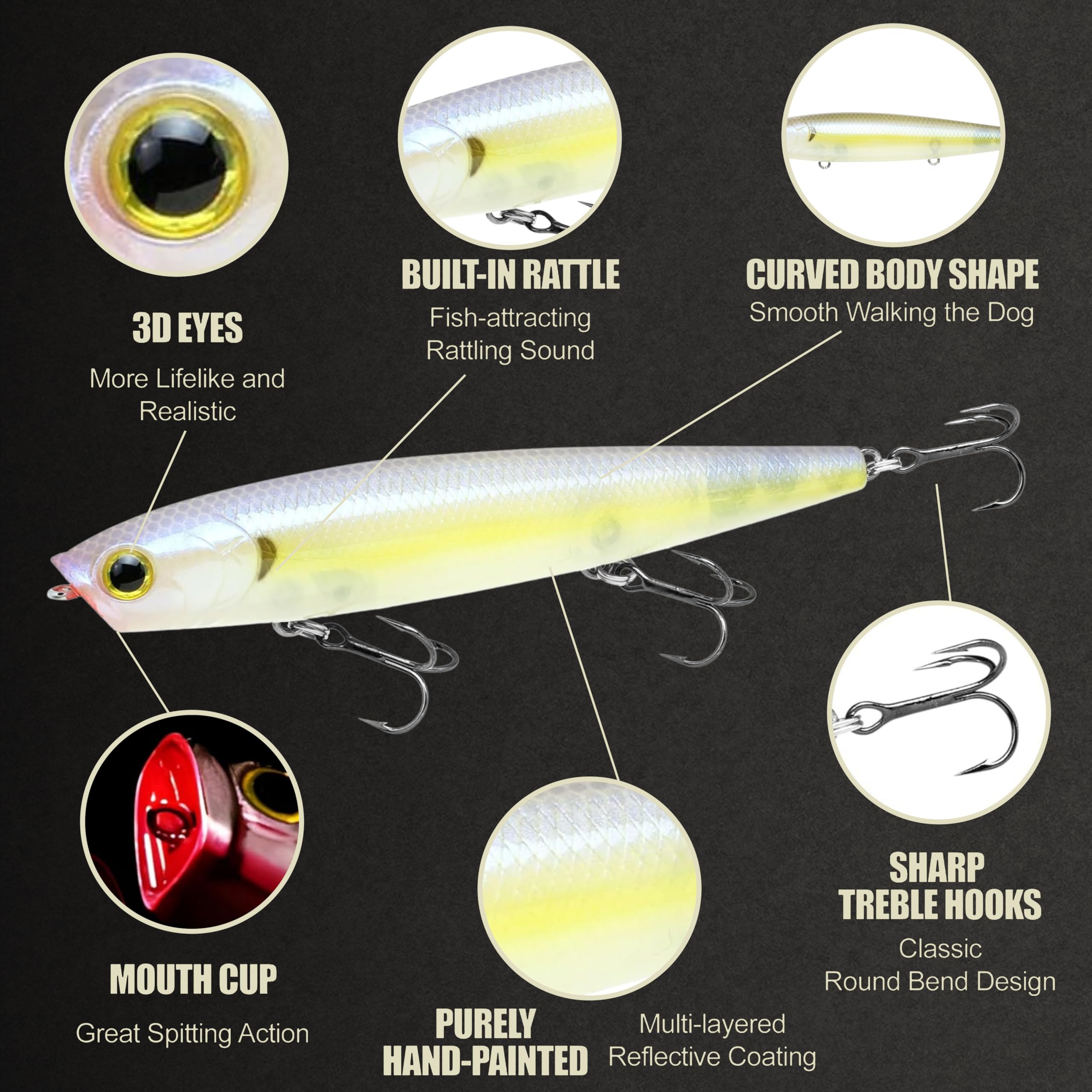 Gunfish 95 4-inch top-water lure in flight for long casts