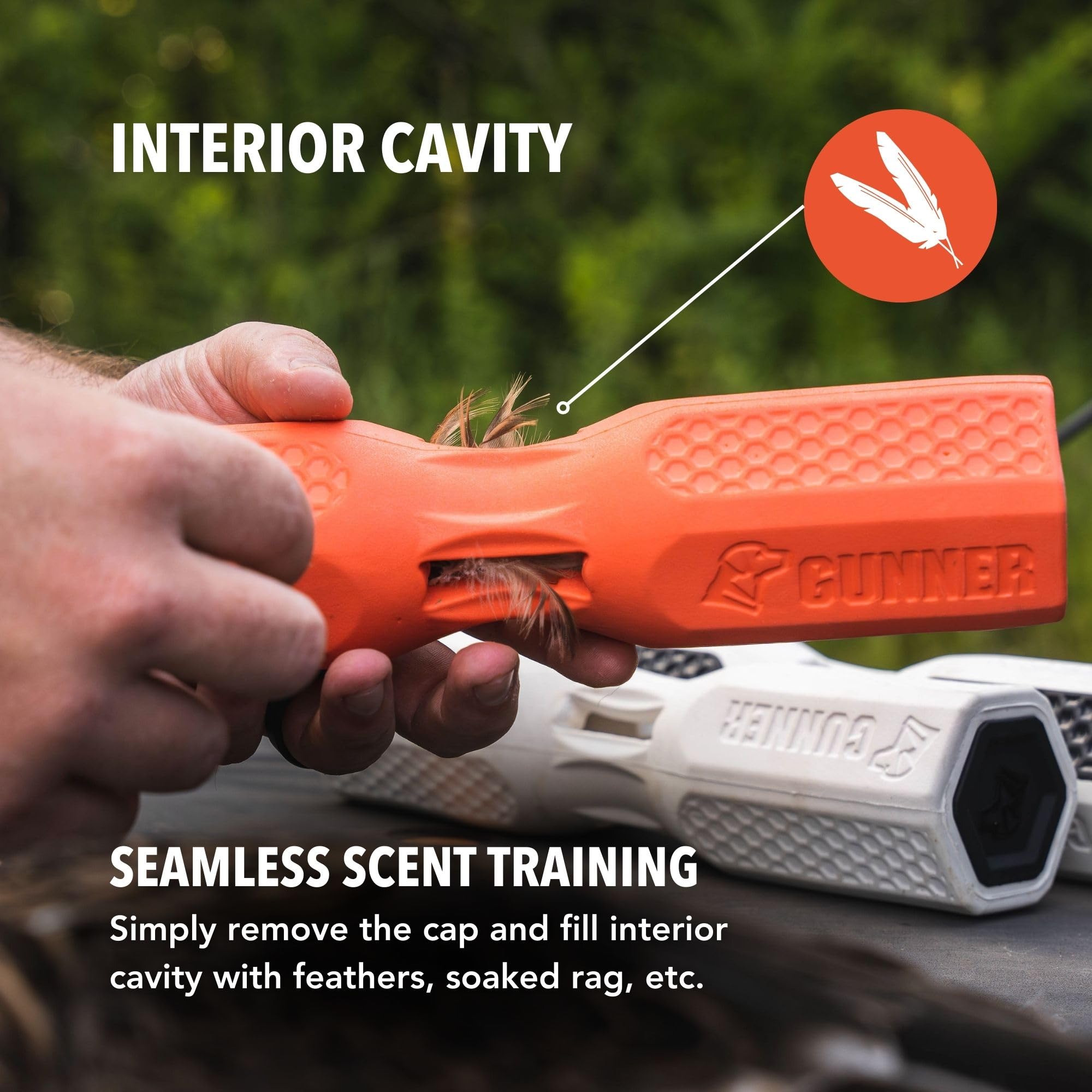 GUNNER dog training bumper orange adjustable rope illustrates versatile grip options
