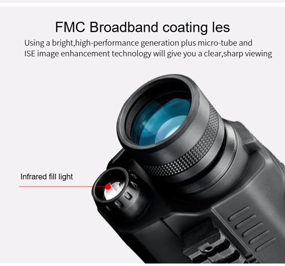 Guune night vision monocular shows optical and digital zoom range for varied viewing