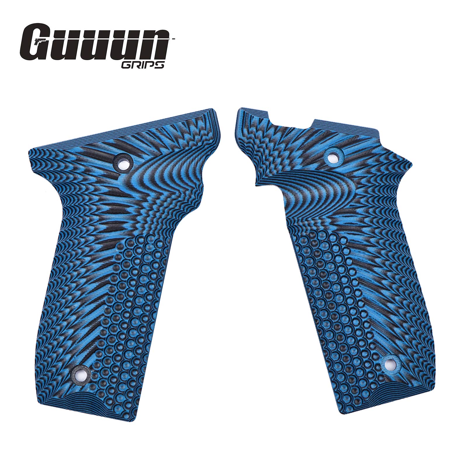 Guuun G10 grips side view blue-black deliver confident handling during rapid reloads.