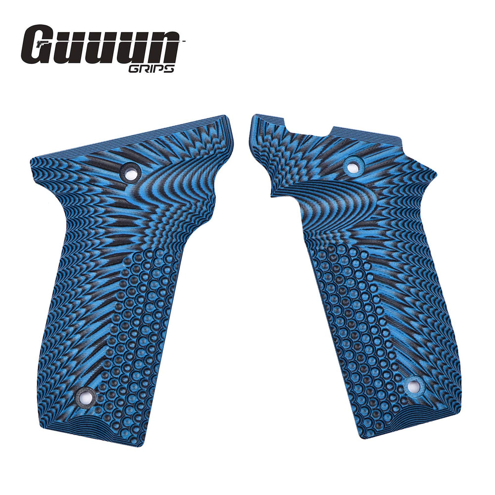 Guuun G10 grips side view blue-black deliver confident handling during rapid reloads.