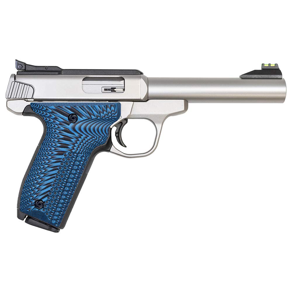 Guuun G10 grips top-down view blue-black highlight competition-ready ergonomics.