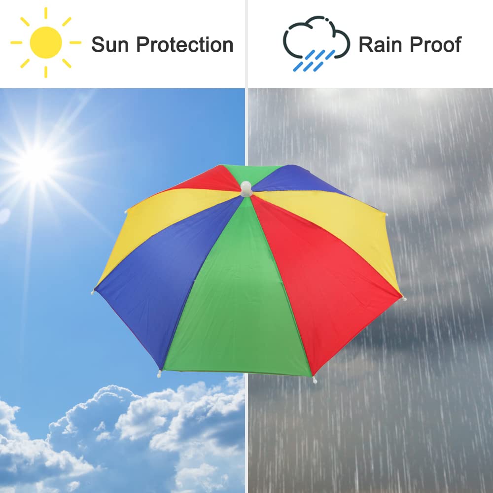 Hands-free umbrella hat worn for sun and rain protection