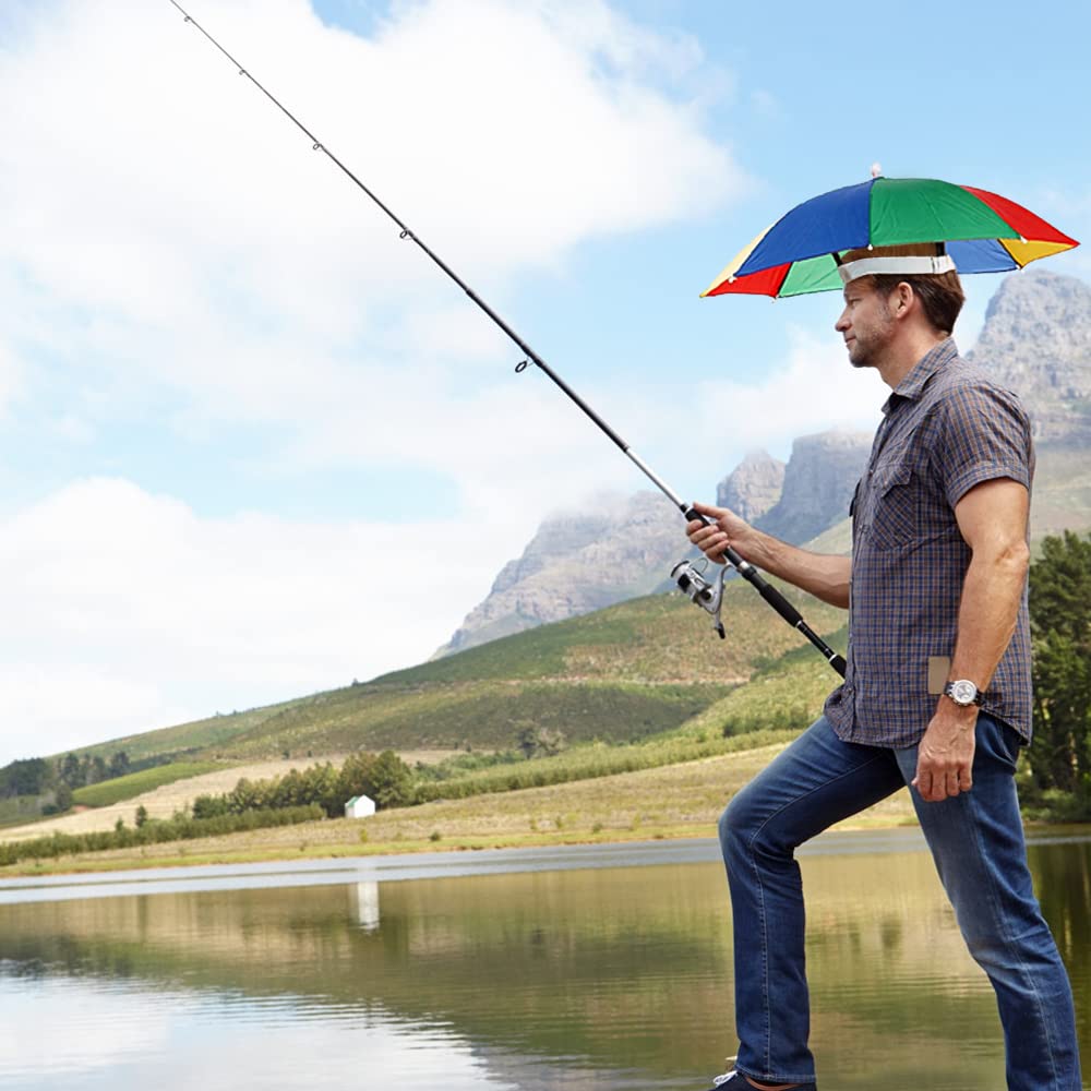 Umbrella hat used on a hiking trip
