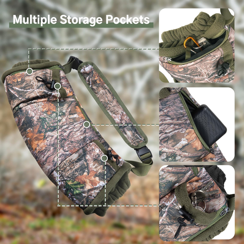 GVDV heated hand-warmer pouch belt-attachment mode offers hands-free warmth while hiking
