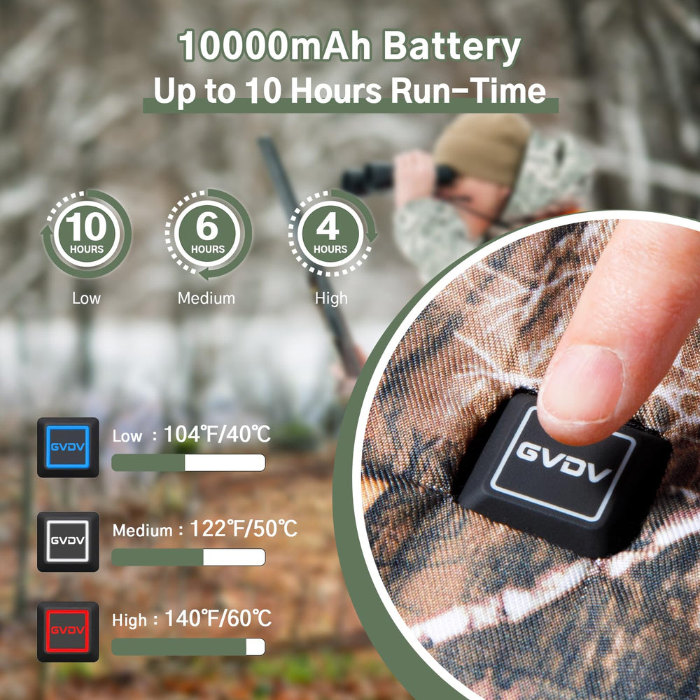 GVDV heated hand-warmer pouch side pocket demonstrates convenient storage during hunts