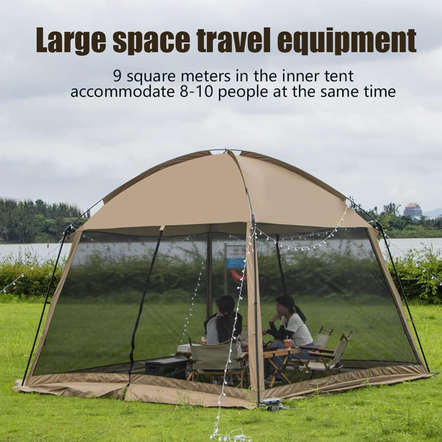 GVDV screen house tent 11x11 mesh doors keeping bugs out while staying breathable